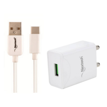 SINGLE USB 3.4A QC 3.0 (TRAVEL CHARGER W/USB-C CABLE)