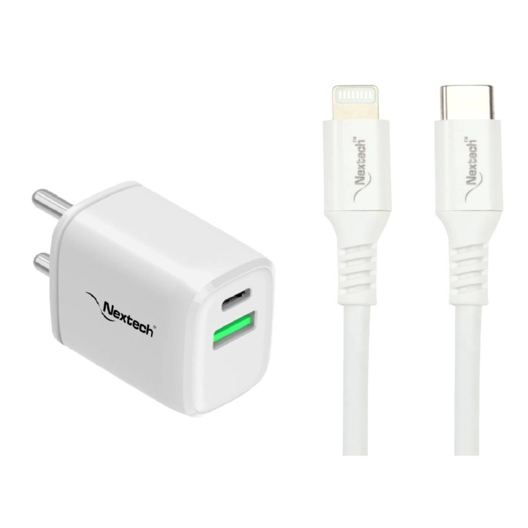 24W DUAL PORT (PD & QC 3.0 FAST CHARGER WITH 18W COMPATIBLE WITH IPHONE/IPAD/PIXEL/MAC BOOK)