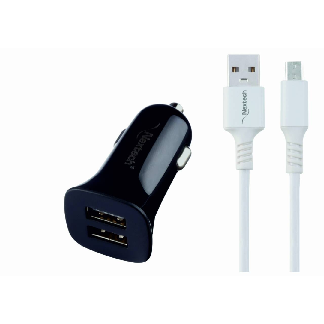 2.4A DUAL USB (CAR CHARGER 12W WITH MICRO USB 1M CHARGING CABLE)