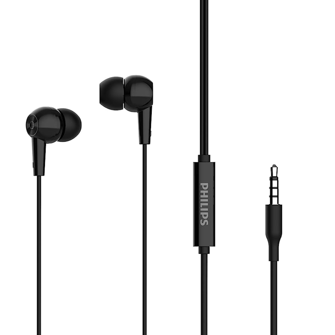 Philips (Audio Wired in-Ear Earphones with Built in Mic, Ergonomic Comfort-Fit, Black)