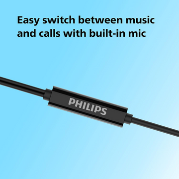 Philips (Audio Wired in-Ear Earphones with Built in Mic, Ergonomic Comfort-Fit, Black)