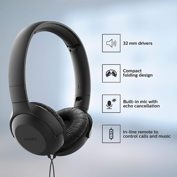 Philips (Audio Upbeat Wired On Ear Headphones with Mic Black)