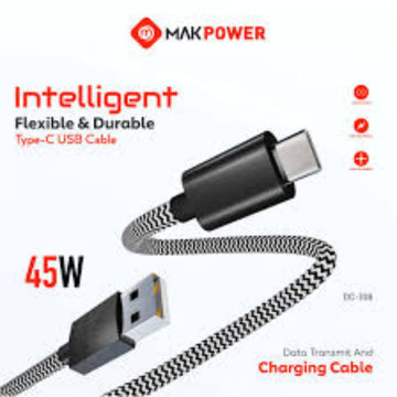 Fast Charging 45W Type C USB Data Cable for Mobile